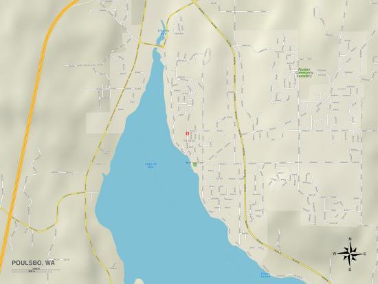 'Political Map of Poulsbo, WA' Prints | AllPosters.com