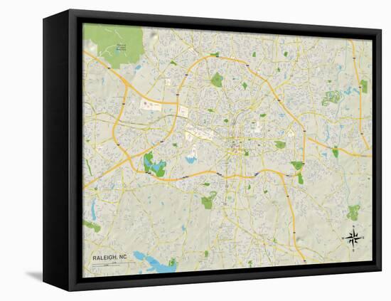 Political Map of Raleigh, NC-null-Framed Stretched Canvas