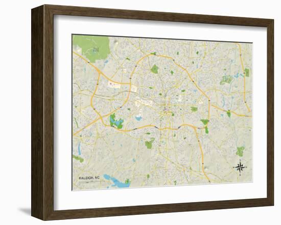 Political Map of Raleigh, NC-null-Framed Art Print