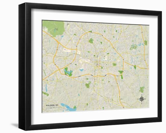 Political Map of Raleigh, NC-null-Framed Art Print