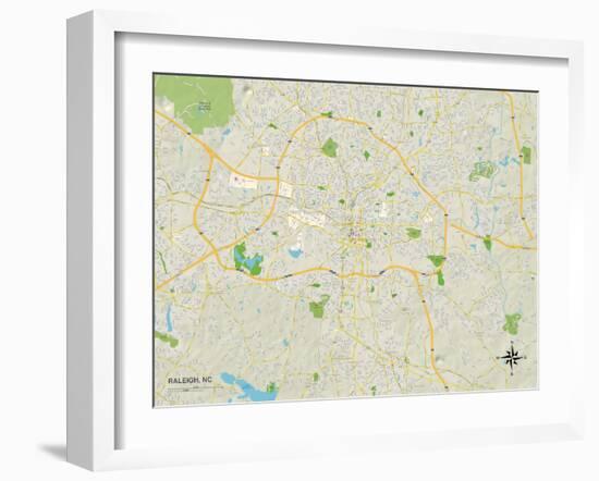 Political Map of Raleigh, NC-null-Framed Art Print