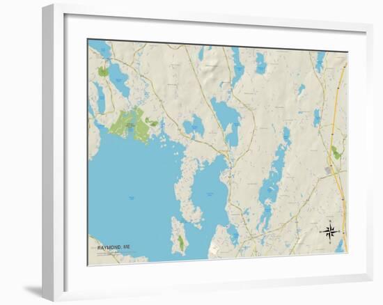 Political Map of Raymond, ME-null-Framed Art Print