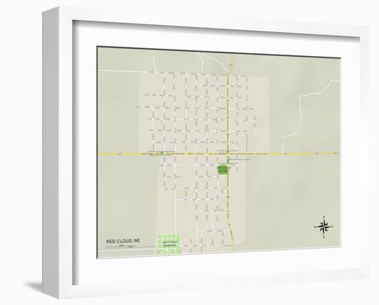 Political Map of Red Cloud, NE-null-Framed Art Print