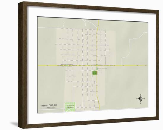 Political Map of Red Cloud, NE-null-Framed Art Print