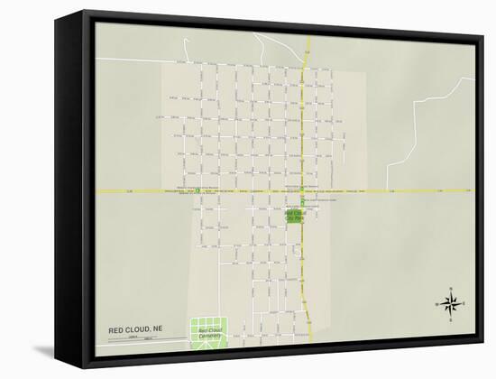 Political Map of Red Cloud, NE-null-Framed Stretched Canvas