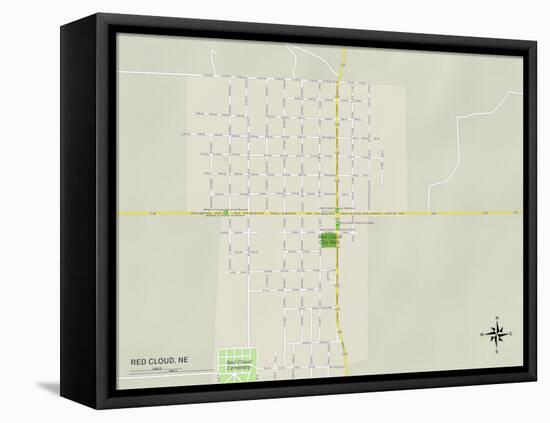 Political Map of Red Cloud, NE-null-Framed Stretched Canvas