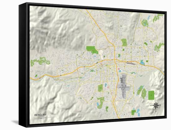 Political Map of Reno, NV-null-Framed Stretched Canvas