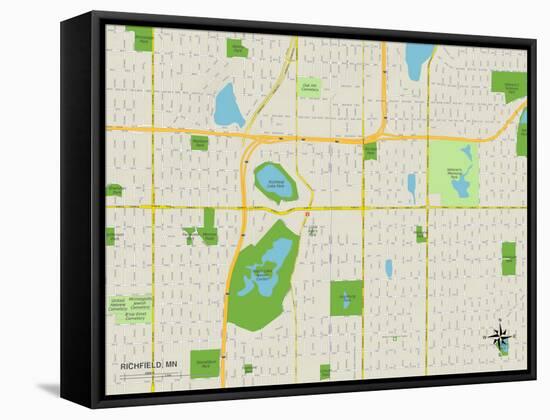 Political Map of Richfield, MN-null-Framed Stretched Canvas