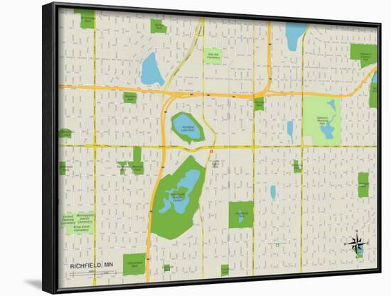 Political Map of Richfield, MN-null-Framed Art Print