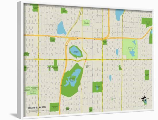 Political Map of Richfield, MN-null-Framed Art Print