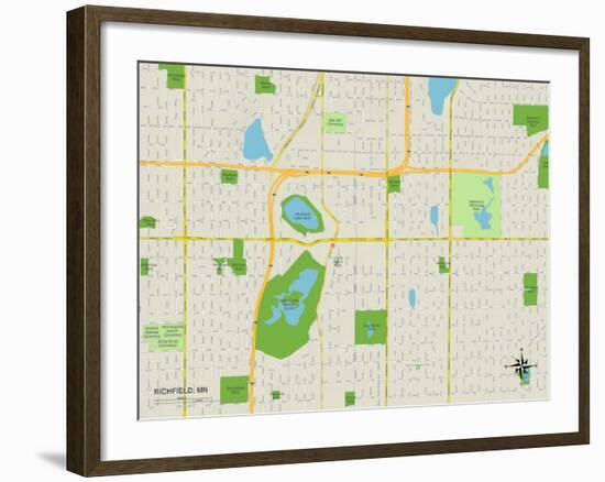 Political Map of Richfield, MN-null-Framed Art Print