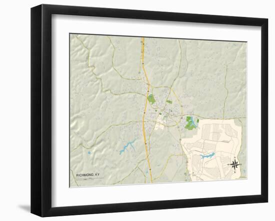 Political Map of Richmond, KY-null-Framed Art Print