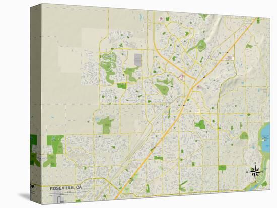 Political Map of Roseville, CA-null-Stretched Canvas