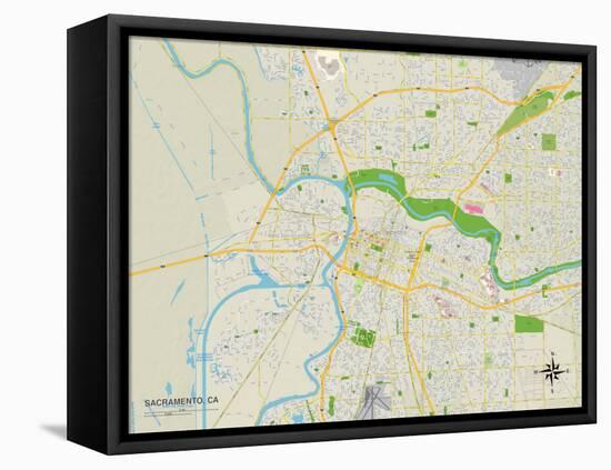 Political Map of Sacramento, CA-null-Framed Stretched Canvas