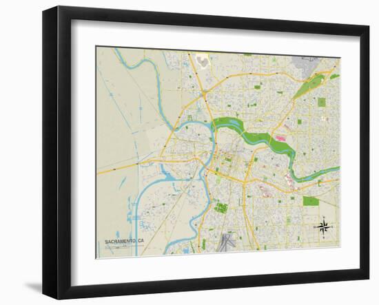 Political Map of Sacramento, CA-null-Framed Art Print