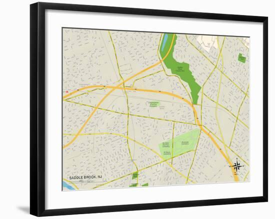 Political Map of Saddle Brook, NJ-null-Framed Art Print