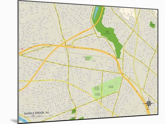 Political Map of Saddle Brook, NJ-null-Mounted Art Print