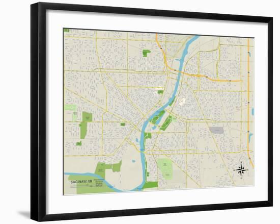 Political Map of Saginaw, MI-null-Framed Art Print