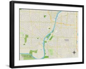 Political Map of Saginaw, MI-null-Framed Art Print