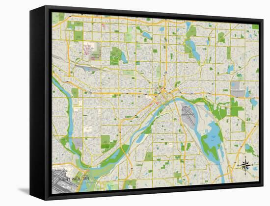 Political Map of Saint Paul, MN-null-Framed Stretched Canvas