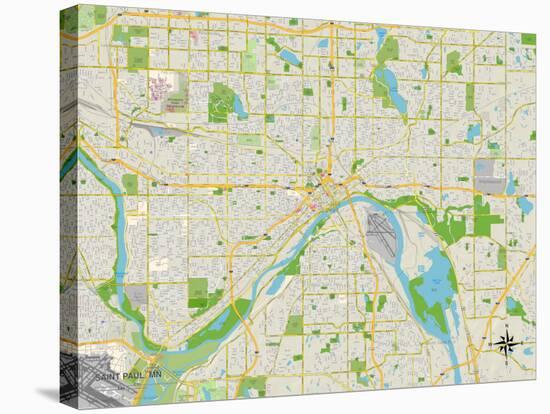 Political Map of Saint Paul, MN-null-Stretched Canvas