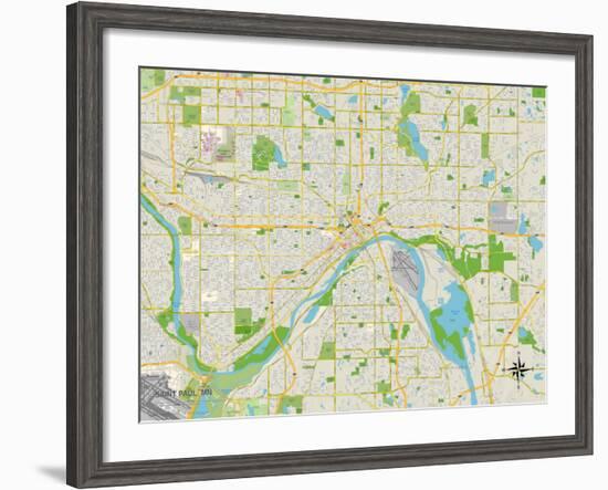 Political Map of Saint Paul, MN-null-Framed Art Print