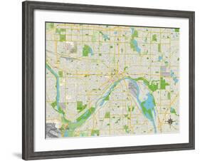 Political Map of Saint Paul, MN-null-Framed Art Print