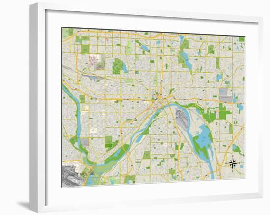 Political Map of Saint Paul, MN-null-Framed Art Print