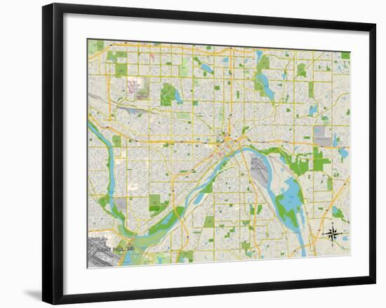 Political Map of Saint Paul, MN-null-Framed Art Print