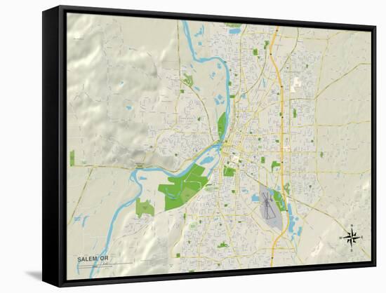 Political Map of Salem, OR-null-Framed Stretched Canvas