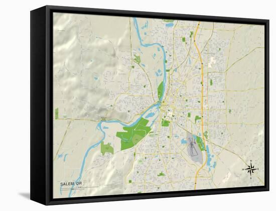 Political Map of Salem, OR-null-Framed Stretched Canvas