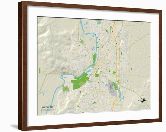 Political Map of Salem, OR-null-Framed Art Print