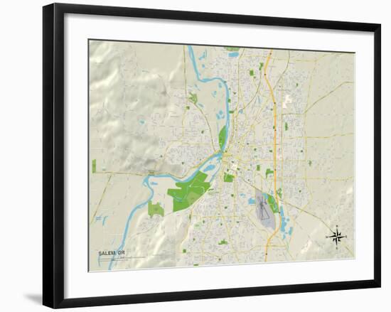 Political Map of Salem, OR-null-Framed Art Print