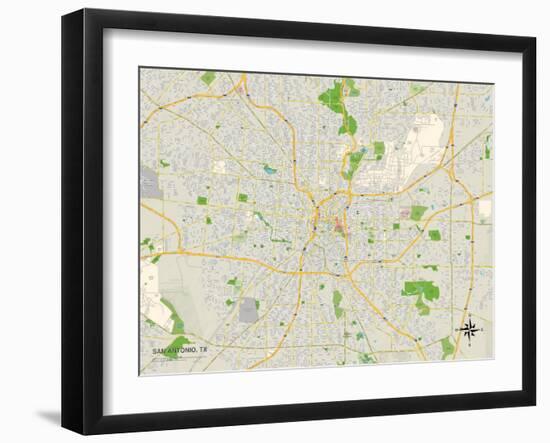 Political Map of San Antonio, TX-null-Framed Art Print