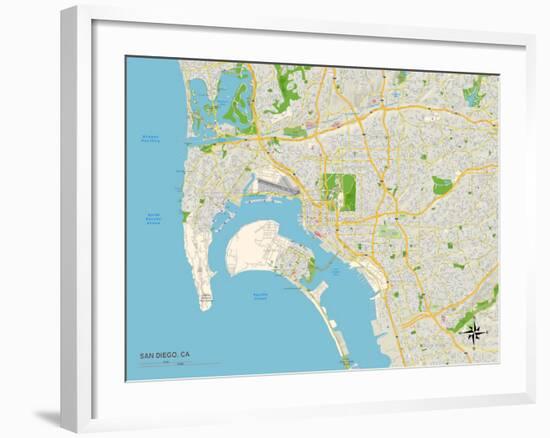 Political Map of San Diego, CA-null-Framed Art Print