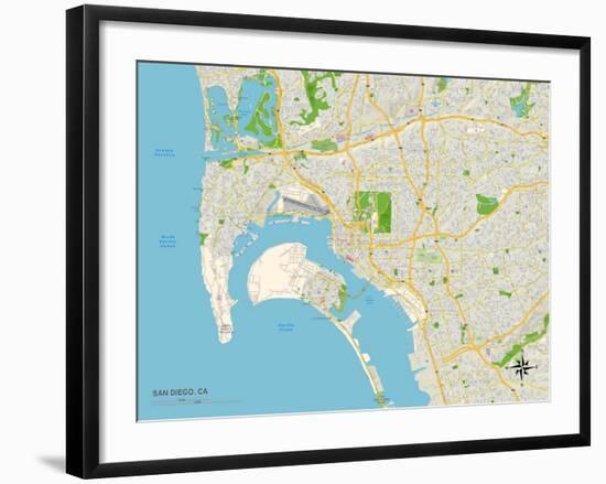 Political Map of San Diego, CA-null-Framed Art Print