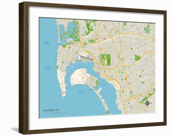Political Map of San Diego, CA-null-Framed Art Print