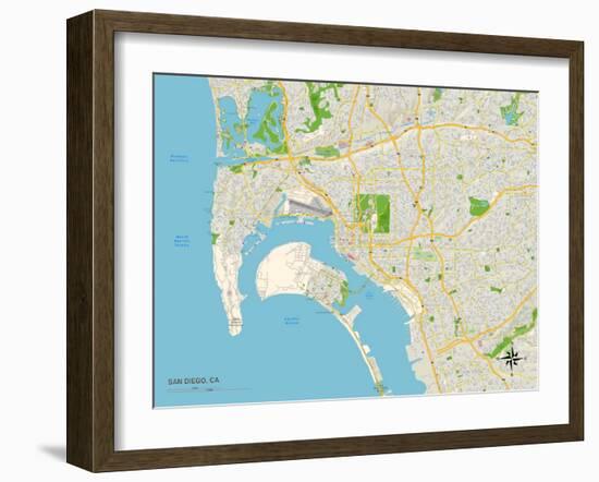 Political Map of San Diego, CA-null-Framed Art Print