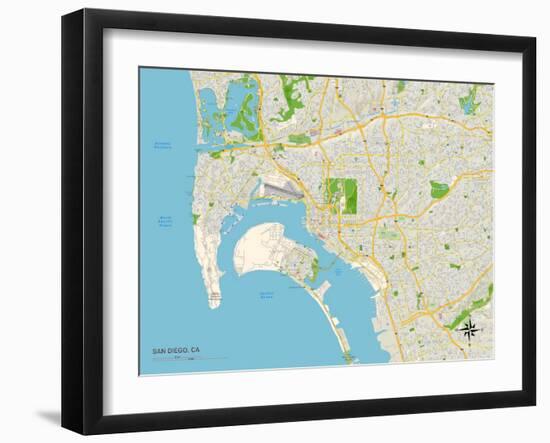 Political Map of San Diego, CA-null-Framed Art Print