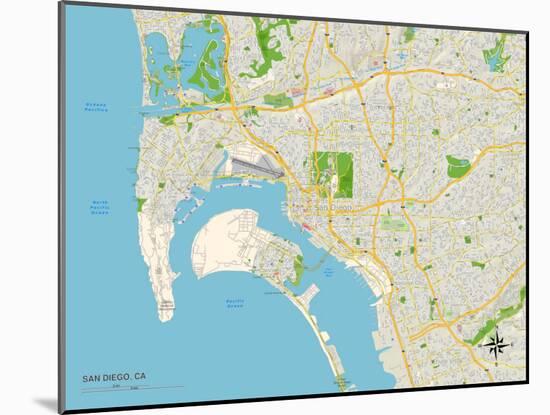 Political Map of San Diego, CA-null-Mounted Art Print