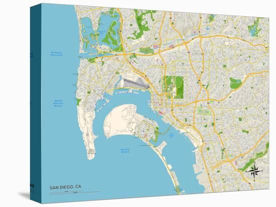 Political Map of San Diego, CA-null-Stretched Canvas