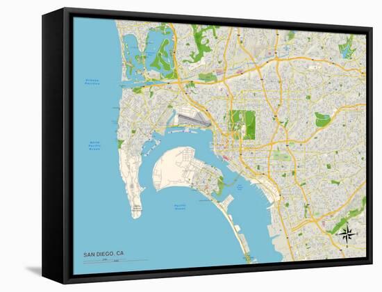 Political Map of San Diego, CA-null-Framed Stretched Canvas