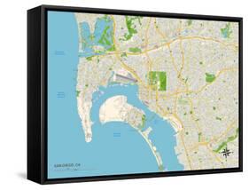 Political Map of San Diego, CA-null-Framed Stretched Canvas