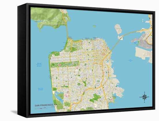 Political Map of San Francisco, CA-null-Framed Stretched Canvas