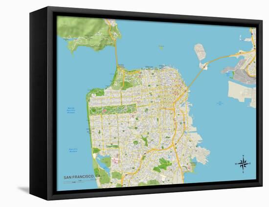 Political Map of San Francisco, CA-null-Framed Stretched Canvas