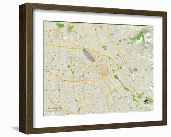 Political Map of San Jose, CA-null-Framed Art Print