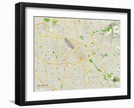 Political Map of San Jose, CA-null-Framed Art Print
