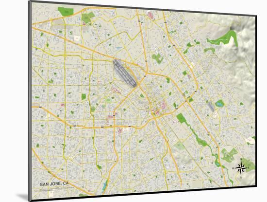 Political Map of San Jose, CA-null-Mounted Art Print