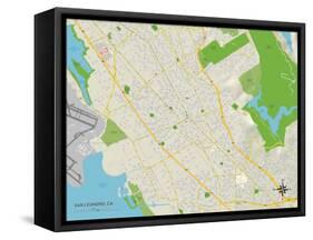 Political Map of San Leandro, CA-null-Framed Stretched Canvas