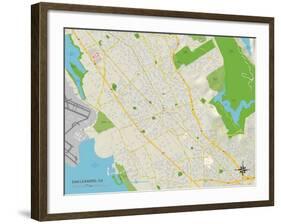 Political Map of San Leandro, CA-null-Framed Art Print